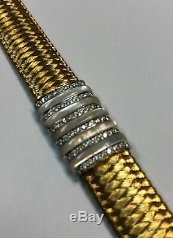 ROBERTO COIN 18K Gold Silk Weave Pave Diamond Bracelet 25 grams 7
