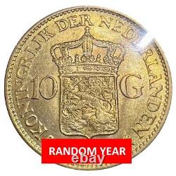 Random Year Netherlands 10 Gulden Gold Coin. 1947 oz Circ