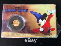 Rare 2017 1/2 Gram Niue Mickey Mouse Fantasia Series Gold Proof Coin # 0452