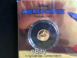Rare 2017 1/2 Gram Niue Mickey Mouse Fantasia Series Gold Proof Coin # 0452