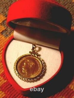 Rare Antique 1904 Gold Russian Coin In Bezel 5 Roubles Pendant 5.92 Grams Russia