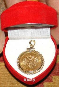 Rare Antique 1904 Gold Russian Coin In Bezel 5 Roubles Pendant 5.92 Grams Russia