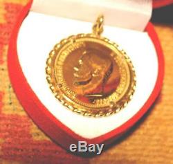 Rare Antique Gold Russian Coin In Bezel 10 Roubles Pendant 10.3 Grams Russia