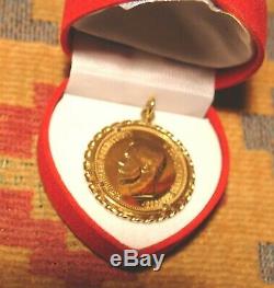 Rare Antique Gold Russian Coin In Bezel 10 Roubles Pendant 10.3 Grams Russia