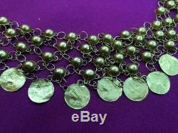 Rare Authentic Egyptian Stamped 21K Gold Heavy 51 grams Cleopatra Coins Necklace