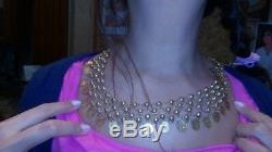 Rare Authentic Egyptian Stamped 21K Gold Heavy 51 grams Cleopatra Coins Necklace