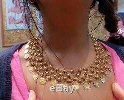 Rare Authentic Egyptian Stamped 21K Gold Heavy 51 grams Cleopatra Coins Necklace