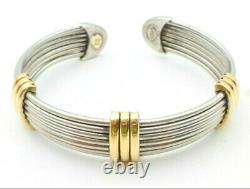 Rare ROBERTO COIN Vintage 925 Sterling 14K Yellow Gold Cuff Bracelet 26.6 Grams