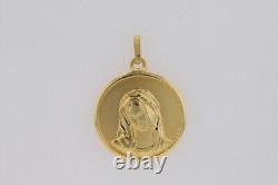 Religious Virgin Mary Coin Pendant without Chain 14k Yellow Gold 5.89 Grams