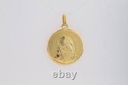 Religious Virgin Mary Coin Pendant without Chain 14k Yellow Gold 5.89 Grams