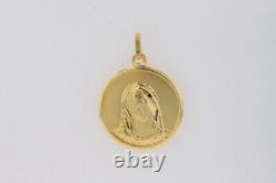 Religious Virgin Mary Coin Pendant without Chain 14k Yellow Gold 5.89 Grams