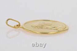 Religious Virgin Mary Coin Pendant without Chain 14k Yellow Gold 5.89 Grams