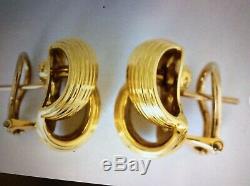 Roberto Coin 18 K Yellow Gold Love Knot Omega Back Earrings EUC 9.1grams