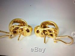 Roberto Coin 18 K Yellow Gold Love Knot Omega Back Earrings EUC 9.1grams