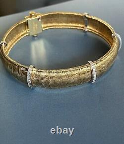 Roberto Coin 18ct gold Silk Weave Diamond Bracelet 0.50ct Bar Bangle 20gram