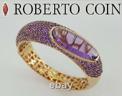 Roberto Coin Capri Plus 18K Rose Gold Pave Amethyst Bangle 58.8 Grams