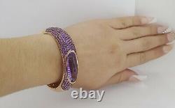 Roberto Coin Capri Plus 18K Rose Gold Pave Amethyst Bangle 58.8 Grams