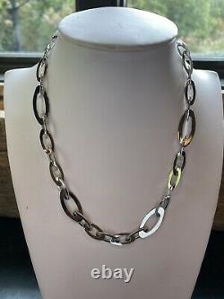 Roberto Coin Chic & Shine Link Chain Necklace, 18K White Gold, 15.5 30 grams