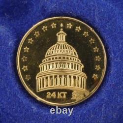Ronald Reagan Proof Columbia Mint 24k Gold Coin Medal 1981 In Box With COA C1