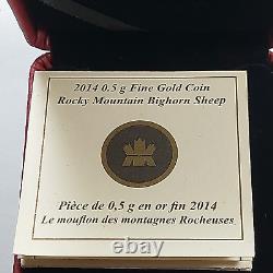 Royal Canadian Mint 2014.5 Gram 999 Fine Pure Gold Coin Rocky Mtn Bighorn Sheep