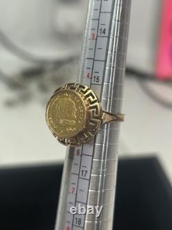 SASA Ancient Greek Faux Gold Coin Set In 14k Size 5 Ring 5.45 Grams