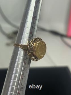 SASA Ancient Greek Faux Gold Coin Set In 14k Size 5 Ring 5.45 Grams