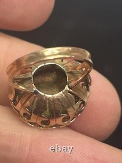 SASA Ancient Greek Faux Gold Coin Set In 14k Size 5 Ring 5.45 Grams