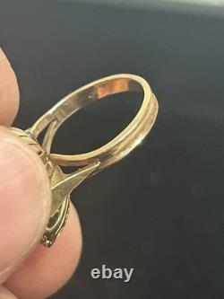 SASA Ancient Greek Faux Gold Coin Set In 14k Size 5 Ring 5.45 Grams