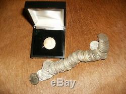 SILVER & GOLD! 50 Silver Roosevelt Dimes & 1.25 gram Gold Coin