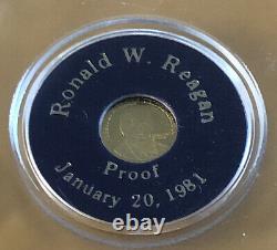 SOLID 24 KT GOLD COIN Ronald Reagan Proof 1981 0.3 Grams 100% Uncirculated