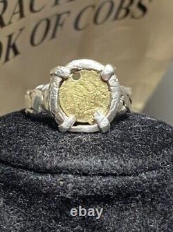 SOLID GOLD 1/4 Dollar California Fractional Token in Custom Silver Ring Setting