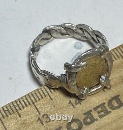 SOLID GOLD 1/4 Dollar California Fractional Token in Custom Silver Ring Setting