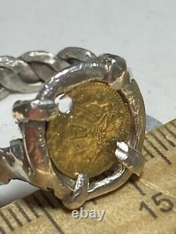 SOLID GOLD 1/4 Dollar California Fractional Token in Custom Silver Ring Setting