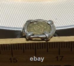 SOLID GOLD 1/4 Dollar California Fractional Token in Custom Silver Ring Setting