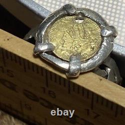 SOLID GOLD 1/4 Dollar California Fractional Token in Custom Silver Ring Setting