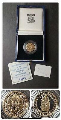 SPECIAL DEAL. 1989 500 Anniversary Gold Proof Half Sovereign. Queen Elizabeth