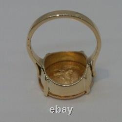 STUNNING 14K YG LADIES DOS Y MEDIO GOLD COIN RING SZ 7 A17089 6.00 grams