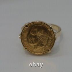 STUNNING 14K YG LADIES DOS Y MEDIO GOLD COIN RING SZ 7 A17089 6.00 grams