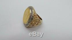 STUNNING YG MEN'S EDWARDVS VII COIN & DIAMOND RING SZ 8 A12866 26.29 grams