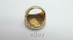 STUNNING YG MEN'S EDWARDVS VII COIN & DIAMOND RING SZ 8 A12866 26.29 grams