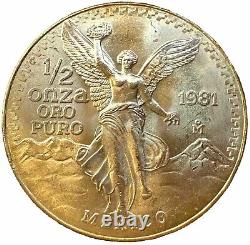 SUPERB GEM BU 1981 Mexico Mo Libertad Onza 1/2 Oz. 999 Gold Oro Puro Coin