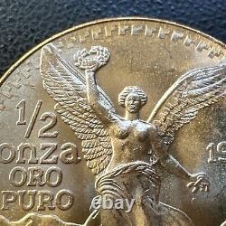 SUPERB GEM BU 1981 Mexico Mo Libertad Onza 1/2 Oz. 999 Gold Oro Puro Coin