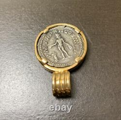 Septemius Severus Ancient Roman Coin Pendant in 18K Gold 9 grams