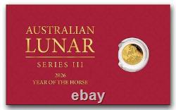 (Series III) 2026 Australia 1/2 Gram Gold Lunar Horse New in card The Perth Mint