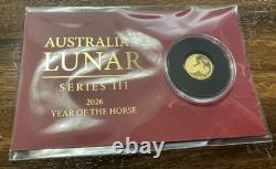 (Series III) 2026 Australia 1/2 Gram Gold Lunar Horse New in card The Perth Mint