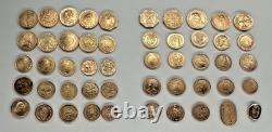 Set 50 Diff Solid 14K Gold World Mini Coins Franklin Mint 1981 25 + Grams RARE