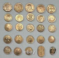 Set 50 Diff Solid 14K Gold World Mini Coins Franklin Mint 1981 25 + Grams RARE