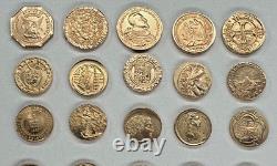Set 50 Diff Solid 14K Gold World Mini Coins Franklin Mint 1981 25 + Grams RARE