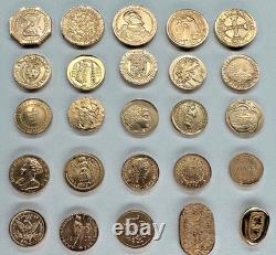 Set 50 Diff Solid 14K Gold World Mini Coins Franklin Mint 1981 25 + Grams RARE