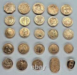 Set 50 Diff Solid 14K Gold World Mini Coins Franklin Mint 1981 25 + Grams RARE